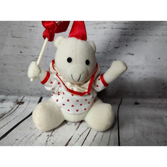 Vintage Russ Berrie Clown Teddy Bear W Red Heart Balloon I Love You 5” READ - Picture 3 of 6